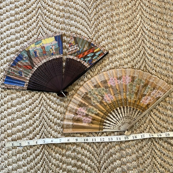 Other Antique Vintage Hand Held Chinese Fans Very Old Set Of 2 Poshmark